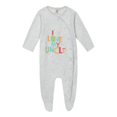 Baby boys' grey 'I Love My Uncle' print sleepsuit